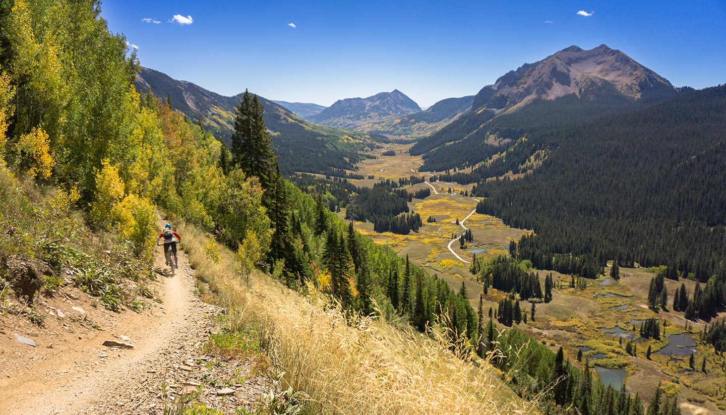 Bunte Wälder und Panorama Blick auf die 4000er und den bunten Wald
